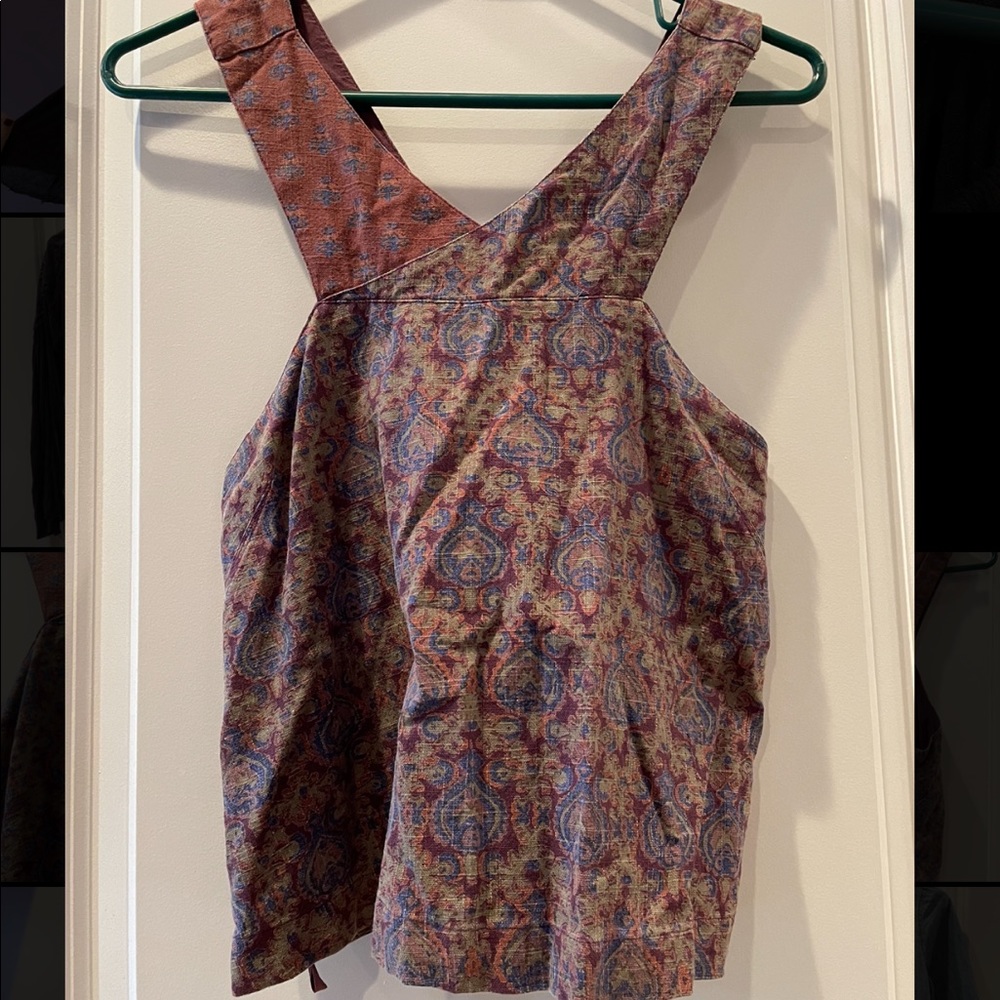 Free People Tapestry Pattern Criss Cross Tank Top